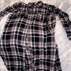 Long button down plaid duster